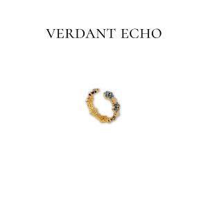 18K genuine gold electroplated zircon flower-shaped open ring, new Chinese style - gold color - blue-3