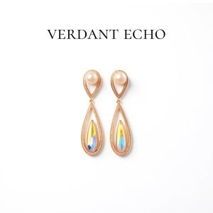 Artificial crystal and artificial pearl colorful earrings