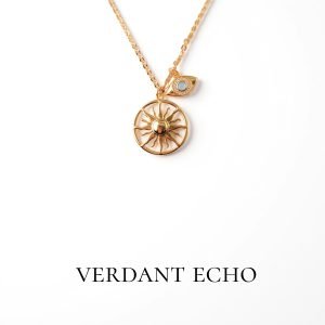 Artificial crystal sun demon eye golden necklace