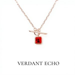 Synthetic crystal eternal golden necklace in red
