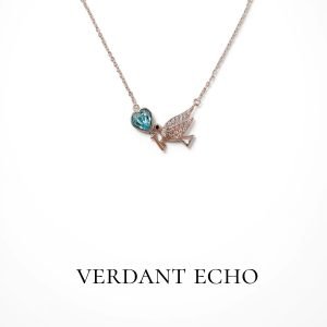 Artificial blue crystal silver bird silver necklace