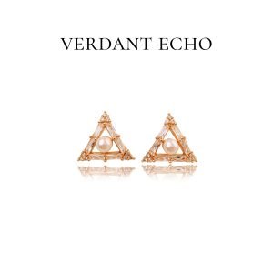 Artificial pearl triangle earrings