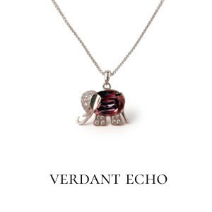 Artificial amethyst elephant silver necklace-2