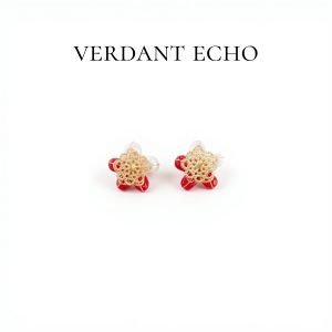 imitation red jade, natural freshwater pearl, copper-plated gold earrings-2