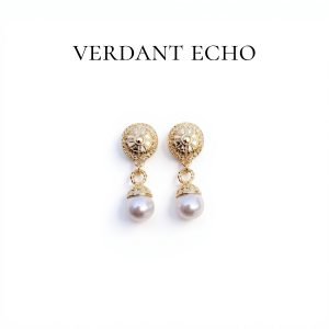 Antique-style freshwater pearl earrings with genuine gold electroplated silver needle - 2# silver needle - gold color