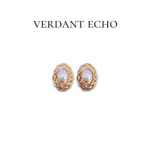 Antique-style freshwater pearl heart earrings with genuine gold plated silver pin - 39# silver pin - gold color