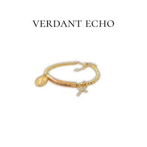 Gold bead cross bracelet 03